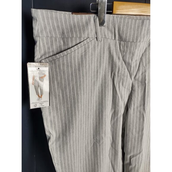 Hilary Radley Crop Pants Size 18 Grey White Stripe Stretch Comfort Waist NWT - Picture 9 of 9